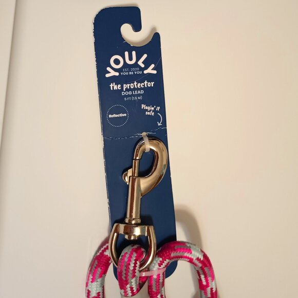 *NWT~YOULY The Protector 1/2" Thick Reflective Dog Leash, Pink & Gray 5-ft. Long - Picture 3 of 8